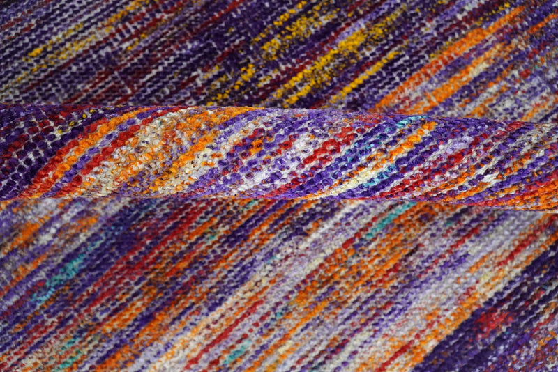 Hand Knotted 8x10 Purple and Rust Modern Abstract Silk Bohemian Area Rug | TRDSS1 - The Rug Decor