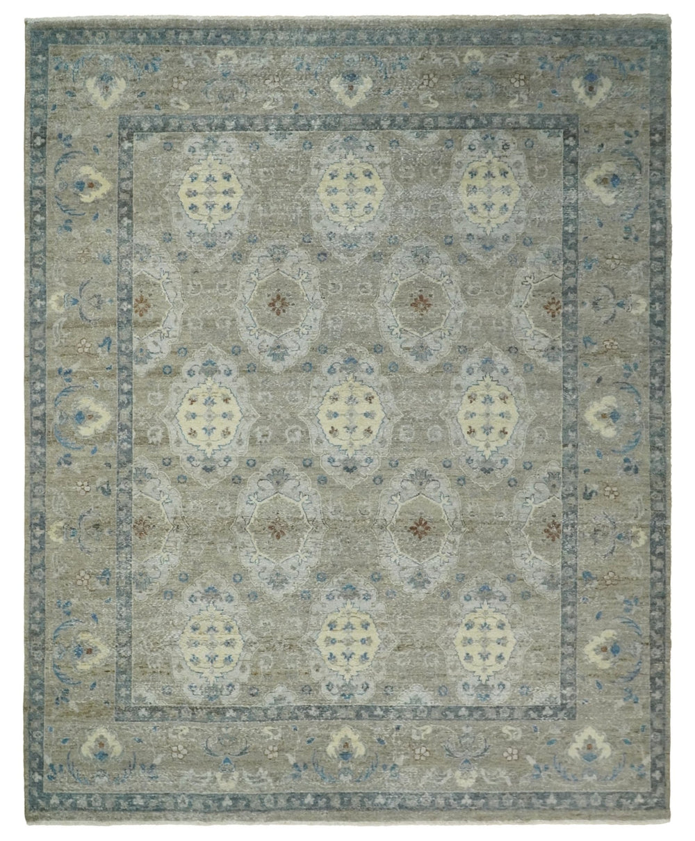 Hand Knotted 8x10 Traditional Oxidized Textured Low Pile Wool Rug | TRD2045810 - The Rug Decor