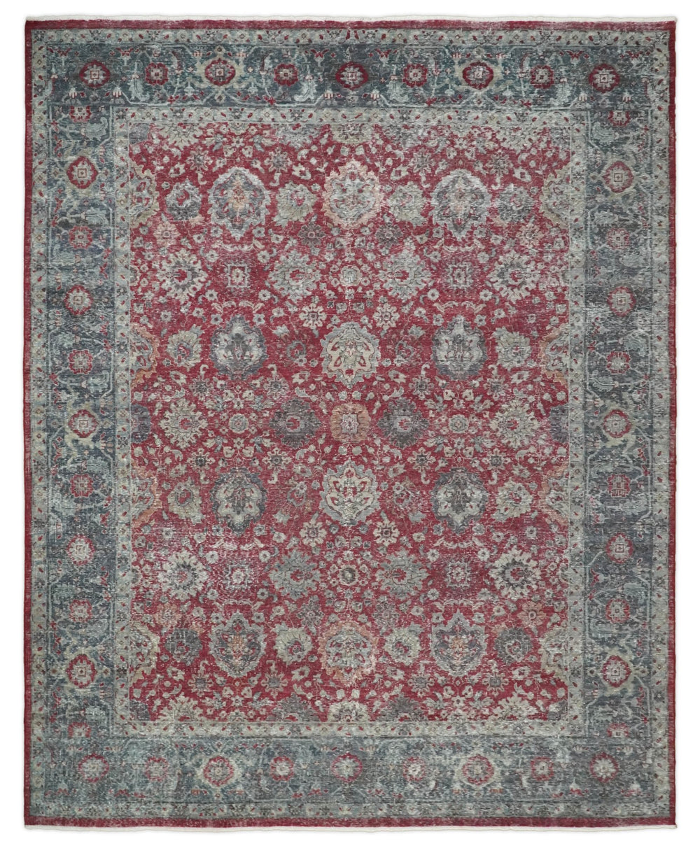 Hand Knotted 8x10 Traditional Oxidized Textured Low Pile Wool Rug | TRD2122810 - The Rug Decor