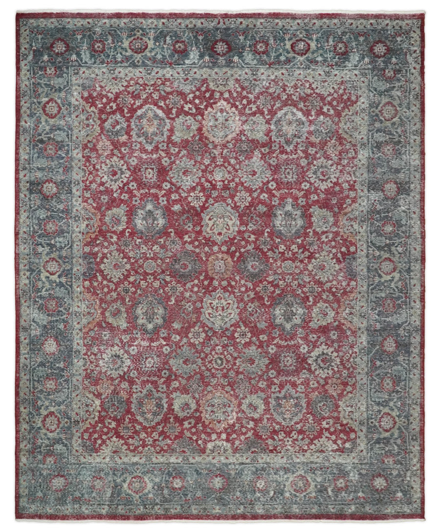 Hand Knotted 8x10 Traditional Oxidized Textured Low Pile Wool Rug | TRD2122810 - The Rug Decor