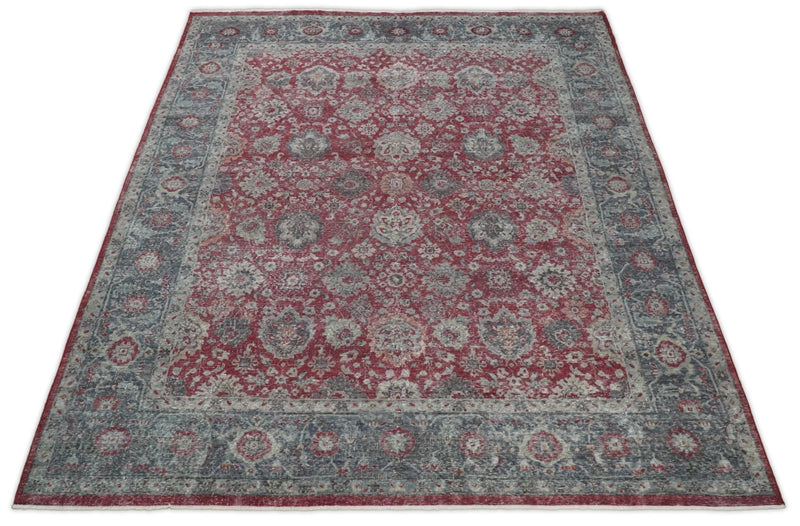 Hand Knotted 8x10 Traditional Oxidized Textured Low Pile Wool Rug | TRD2122810 - The Rug Decor