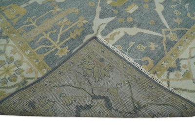 Hand Knotted 8x10 Vintage Oriental Oushak Blue and Beige Wool Area Rug | TRDCP45810 - The Rug Decor