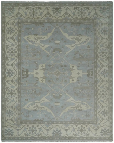 Hand Knotted 8x10 Vintage Oriental Traditional Blue and Beige Wool Area Rug | TRDCP54810 - The Rug Decor
