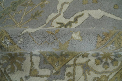 Hand Knotted 8x10 Vintage Oriental Traditional Gray and Ivory Wool Area Rug | TRDCP52810 - The Rug Decor