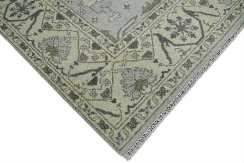Hand Knotted 8x10 Vintage Oriental Traditional Silver and Ivory Wool Area Rug | TRDCP48810 - The Rug Decor