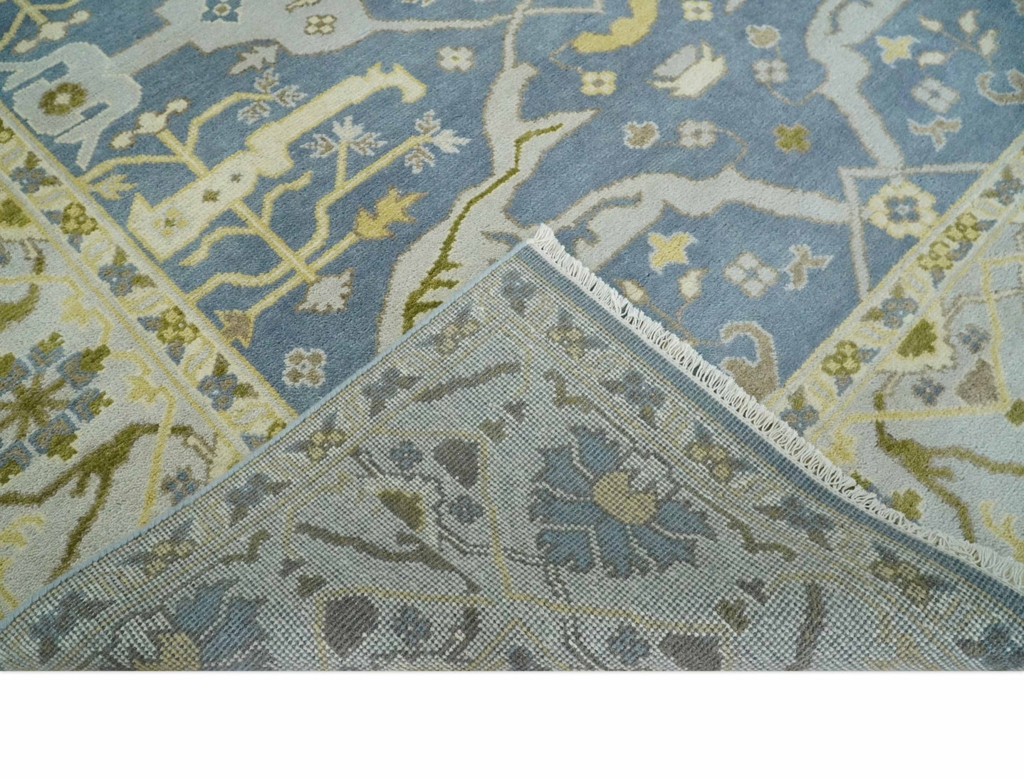 Hand Knotted 8x10 Vintage style Oriental Oushak Gray, Silver and Beige Wool Area Rug - The Rug Decor