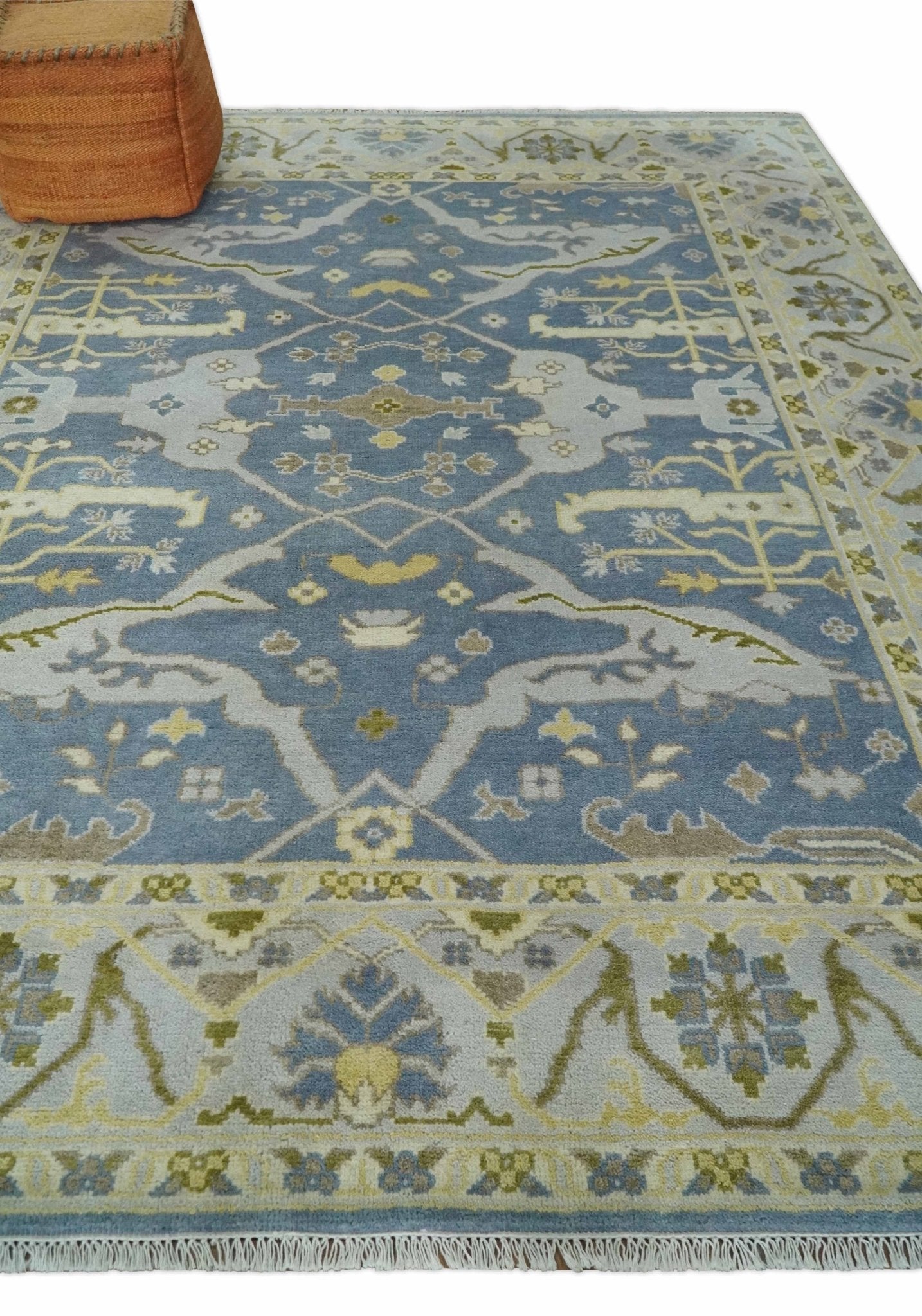 Hand Knotted 8x10 Vintage style Oriental Oushak Gray, Silver and Beige Wool Area Rug - The Rug Decor