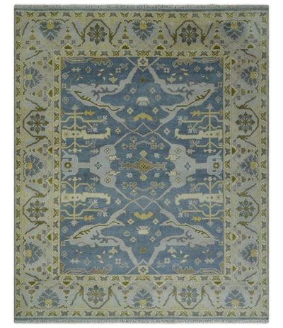 Hand Knotted 8x10 Vintage style Oriental Oushak Gray, Silver and Beige Wool Area Rug - The Rug Decor