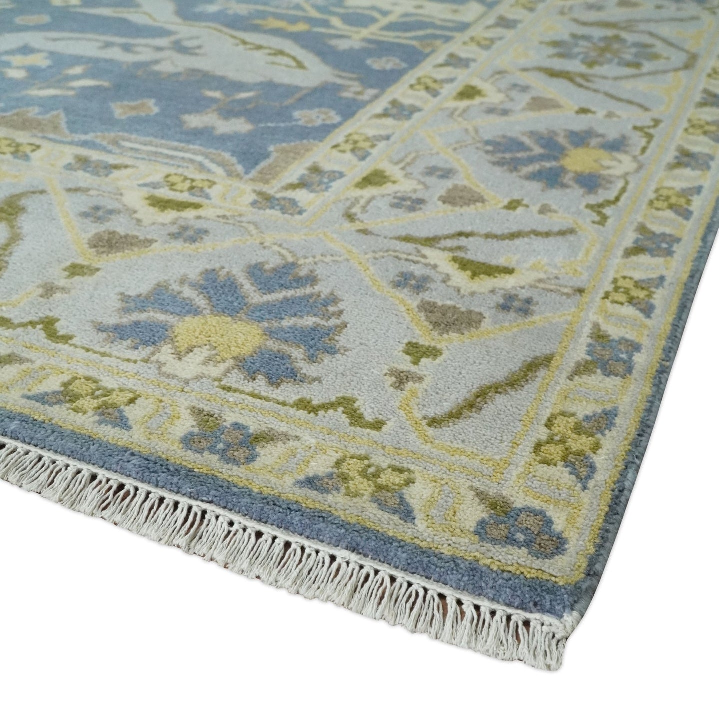 Hand Knotted 8x10 Vintage style Oriental Oushak Gray, Silver and Beige Wool Area Rug - The Rug Decor