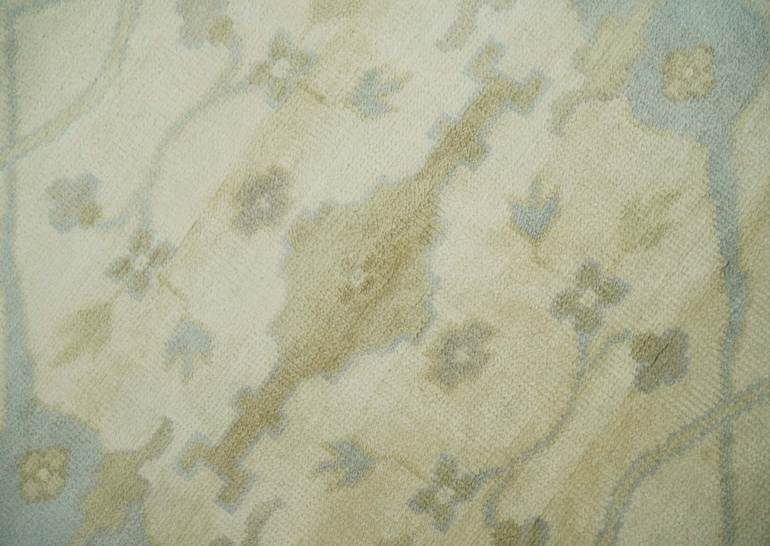 Hand Knotted 8x8 Oriental Oushak Ivory, Beige and Gray Wool Area Rug - The Rug Decor