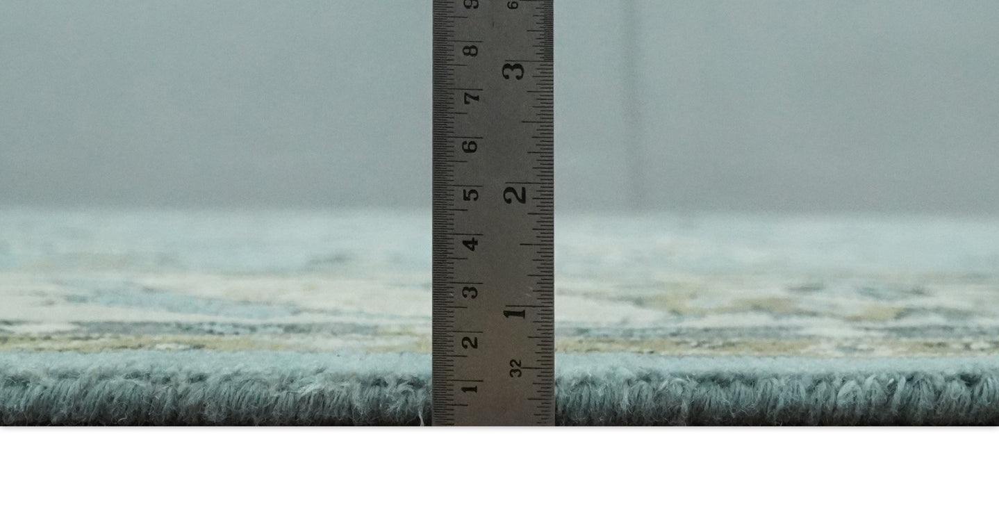 Hand Knotted 9x12 Blue and Ivory Traditional Persian Oushak Wool Rug | TRDCP908912 - The Rug Decor