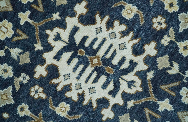 Hand Knotted 9x12 Charcoal, Camel and Ivory Traditional Vintage Persian Oushak Wool Rug | TRDCP926912 - The Rug Decor
