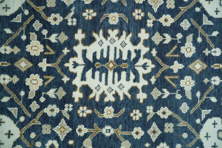 Hand Knotted 9x12 Charcoal, Camel and Ivory Traditional Vintage Persian Oushak Wool Rug | TRDCP926912 - The Rug Decor