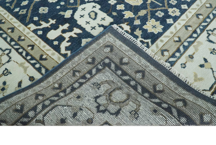 Hand Knotted 9x12 Charcoal, Camel and Ivory Traditional Vintage Persian Oushak Wool Rug | TRDCP926912 - The Rug Decor