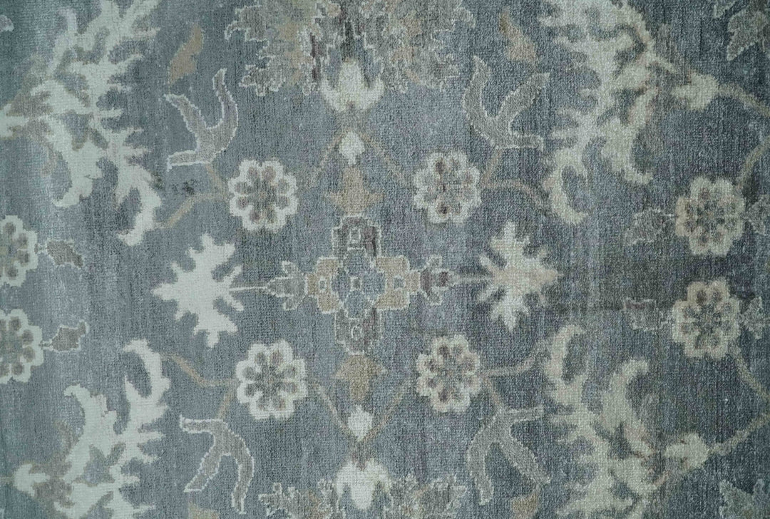 Hand Knotted 9x12 Charcoal, Ivory and Beige Antique Floral Traditional Bamboo Silk Area Rug - The Rug Decor