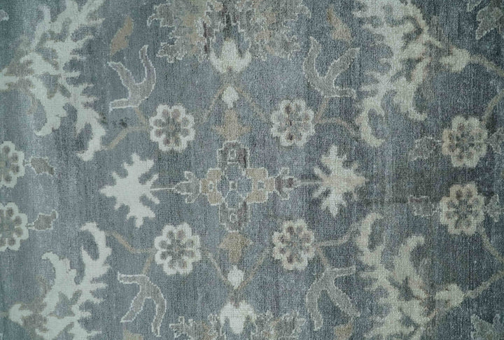 Hand Knotted 9x12 Charcoal, Ivory and Beige Antique Floral Traditional Bamboo Silk Area Rug - The Rug Decor