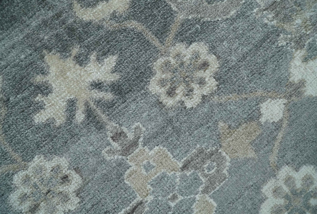 Hand Knotted 9x12 Charcoal, Ivory and Beige Antique Floral Traditional Bamboo Silk Area Rug - The Rug Decor