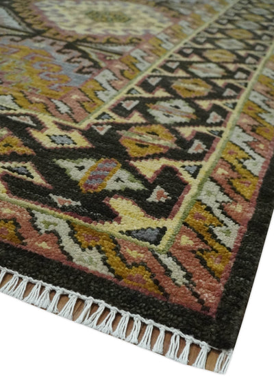 Hand Knotted 9x12 Gold, Black and Brown Oriental Traditional Wool Area Rug - The Rug Decor