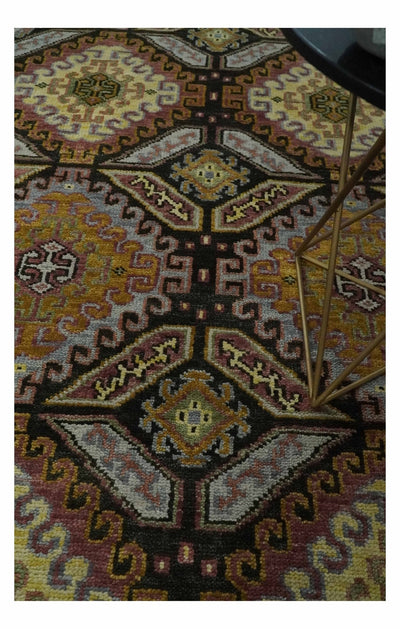 Hand Knotted 9x12 Gold, Black and Brown Oriental Traditional Wool Area Rug - The Rug Decor