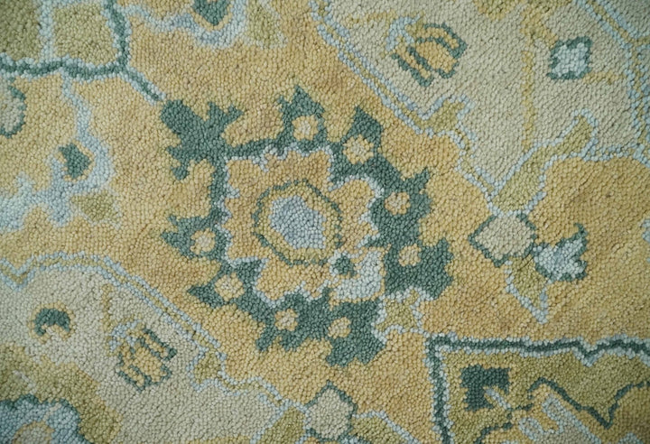Hand Knotted 9x12 Oriental Oushak Beige and Blue Wool Area Rug | TRDCP1085912 - The Rug Decor