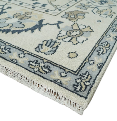 Hand Knotted 9x12 Oriental Oushak Beige and Charcoal Wool Area Rug | TRDCP1132912 - The Rug Decor