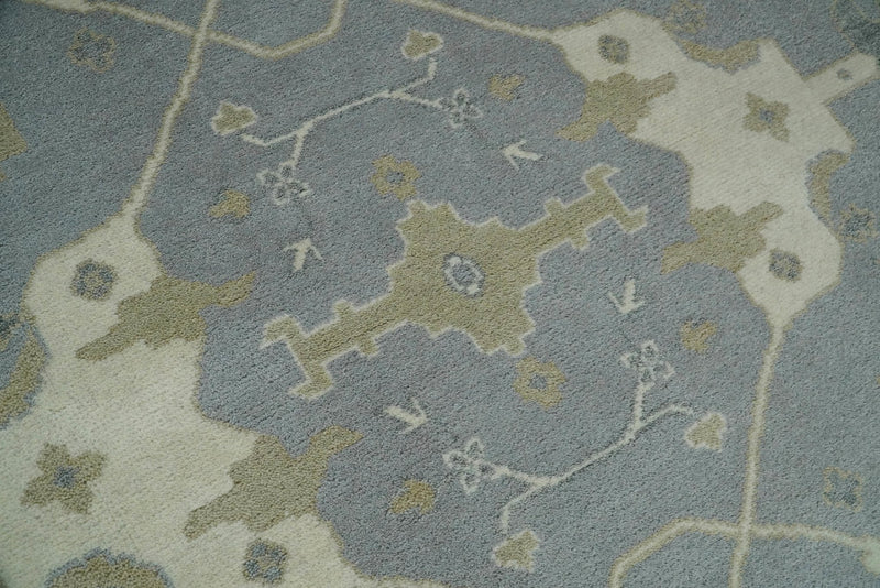 Hand Knotted 9x12 Oriental Oushak Gray and Ivory Wool Area Rug | TRDCP93912 - The Rug Decor