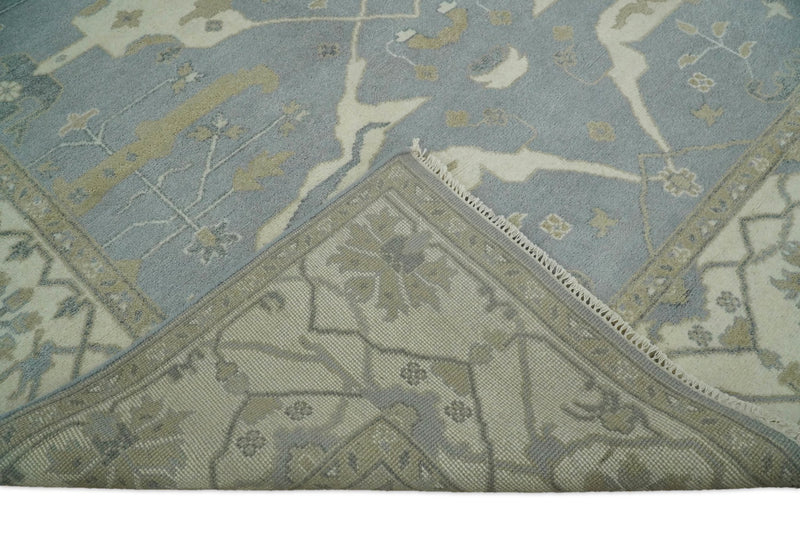 Hand Knotted 9x12 Oriental Oushak Gray and Ivory Wool Area Rug | TRDCP93912 - The Rug Decor
