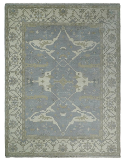 Hand Knotted 9x12 Oriental Oushak Gray and Ivory Wool Area Rug | TRDCP93912 - The Rug Decor