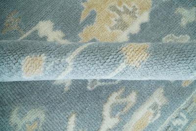 Hand knotted 9x12 Traditional Persian Blue and Ivory Oushak Area Rug | TRDCP186912 - The Rug Decor