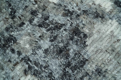 Hand Knotted Abstract Ivory, Black and Charcoal Abstract Rug Made with Blended Wool 6x9, 8x10 and 9x12 | UL23 - The Rug Decor