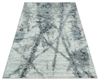 Hand Knotted Abstract Ivory, Black and Charcoal Abstract Rug Made with Blended Wool 6x9, 8x10 and 9x12 | UL23 - The Rug Decor