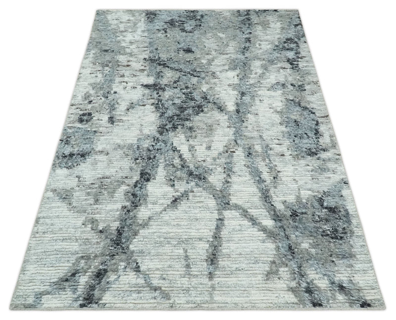 Hand Knotted Abstract Ivory, Black and Charcoal Abstract Rug Made with Blended Wool 6x9, 8x10 and 9x12 | UL23 - The Rug Decor