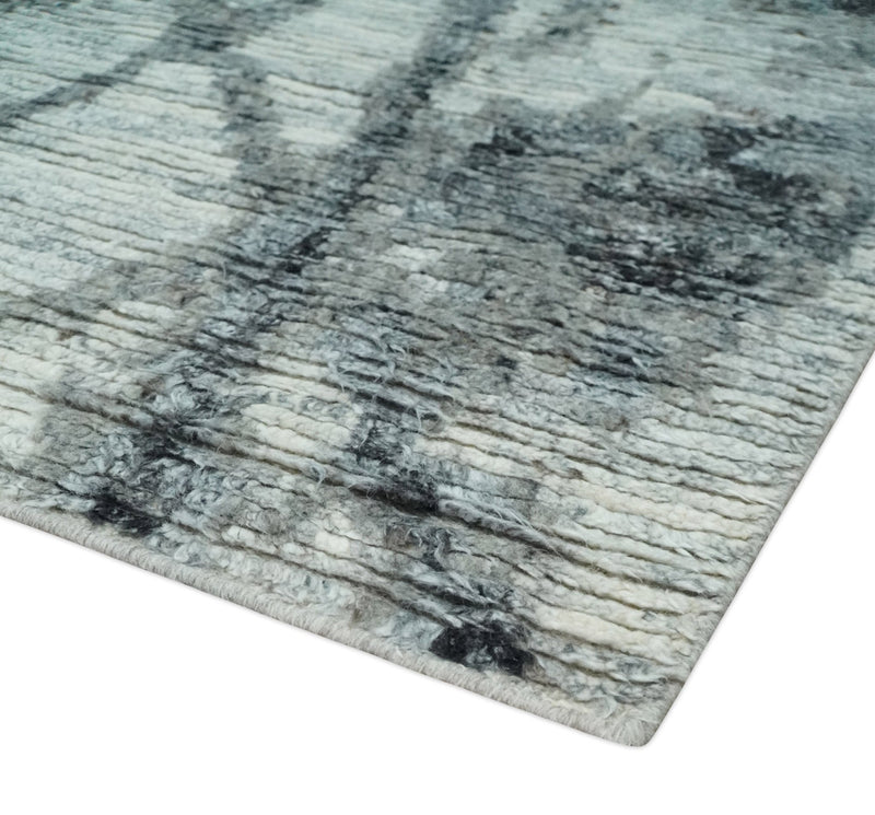 Hand Knotted Abstract Ivory, Black and Charcoal Abstract Rug Made with Blended Wool 6x9, 8x10 and 9x12 | UL23 - The Rug Decor