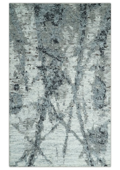 Hand Knotted Abstract Ivory, Black and Charcoal Abstract Rug Made with Blended Wool 6x9, 8x10 and 9x12 | UL23 - The Rug Decor