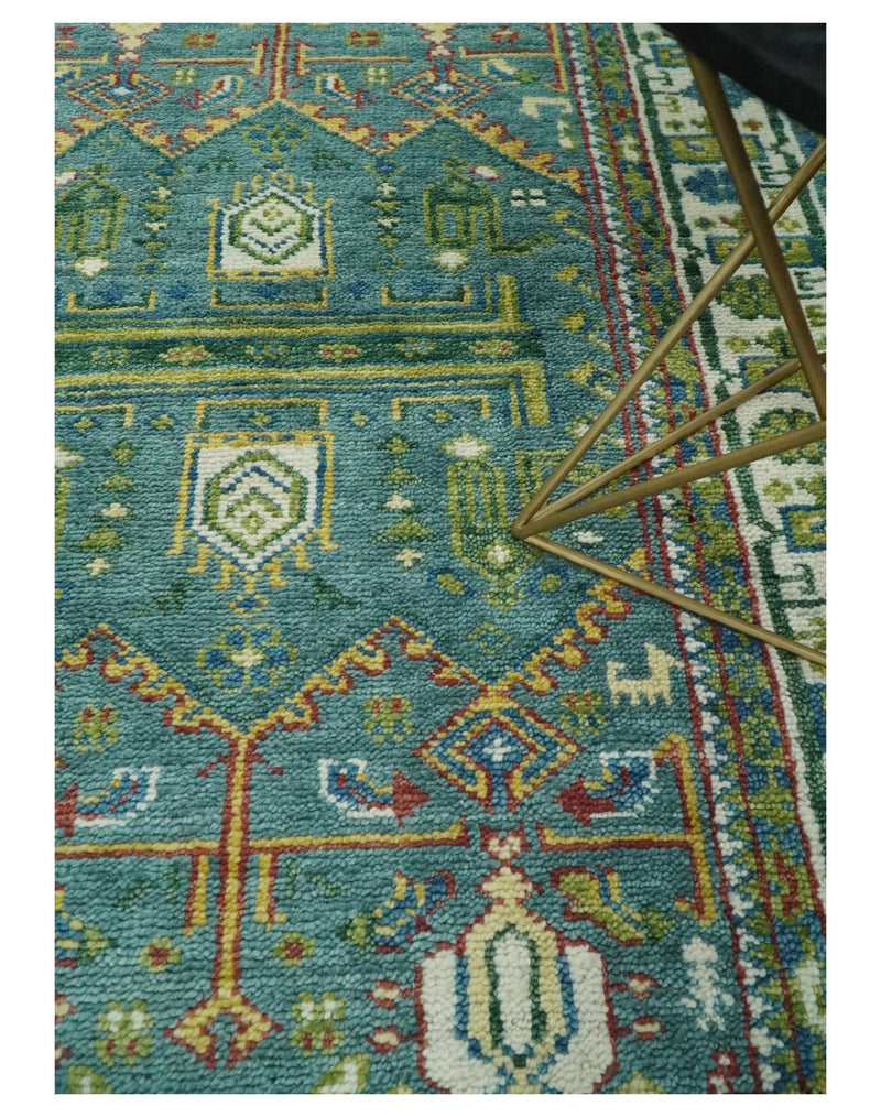 Hand Knotted Antique 5x8 Green and Ivory Traditional Vintage Persian Area Rug | TRDCP41858 - The Rug Decor