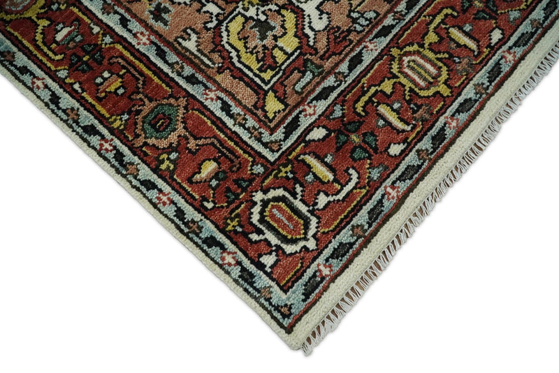 Hand Knotted Antique 8x10 Ivory and Rust Traditional Persian Area Rug | TRDCP113810 - The Rug Decor