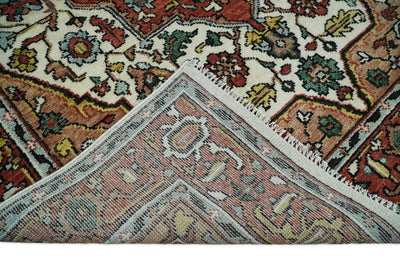 Hand Knotted Antique 8x10 Ivory and Rust Traditional Persian Area Rug | TRDCP113810 - The Rug Decor
