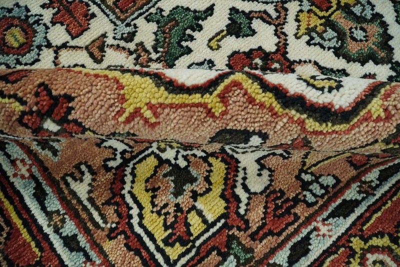 Hand Knotted Antique 8x10 Ivory and Rust Traditional Persian Area Rug | TRDCP113810 - The Rug Decor