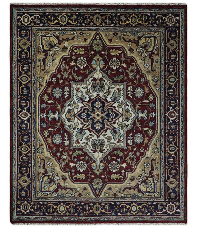 Hand Knotted Antique 8x10 Maroon and brown Traditional Persian Vintage Style Area Rug | TRDC434810 - The Rug Decor