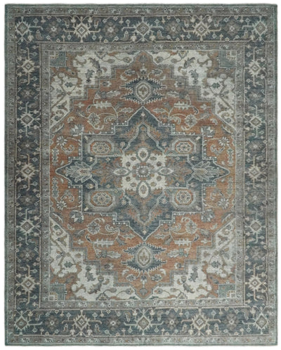 Hand Knotted Antique 8x10 Rust and Black Traditional Persian Area Rug | TRD2398 - The Rug Decor