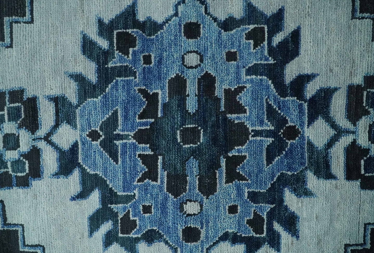 Hand Knotted Antique 8x10 Silver, Blue and Black Traditional Heriz Serapi Wool Rug | TRDCP873810 - The Rug Decor