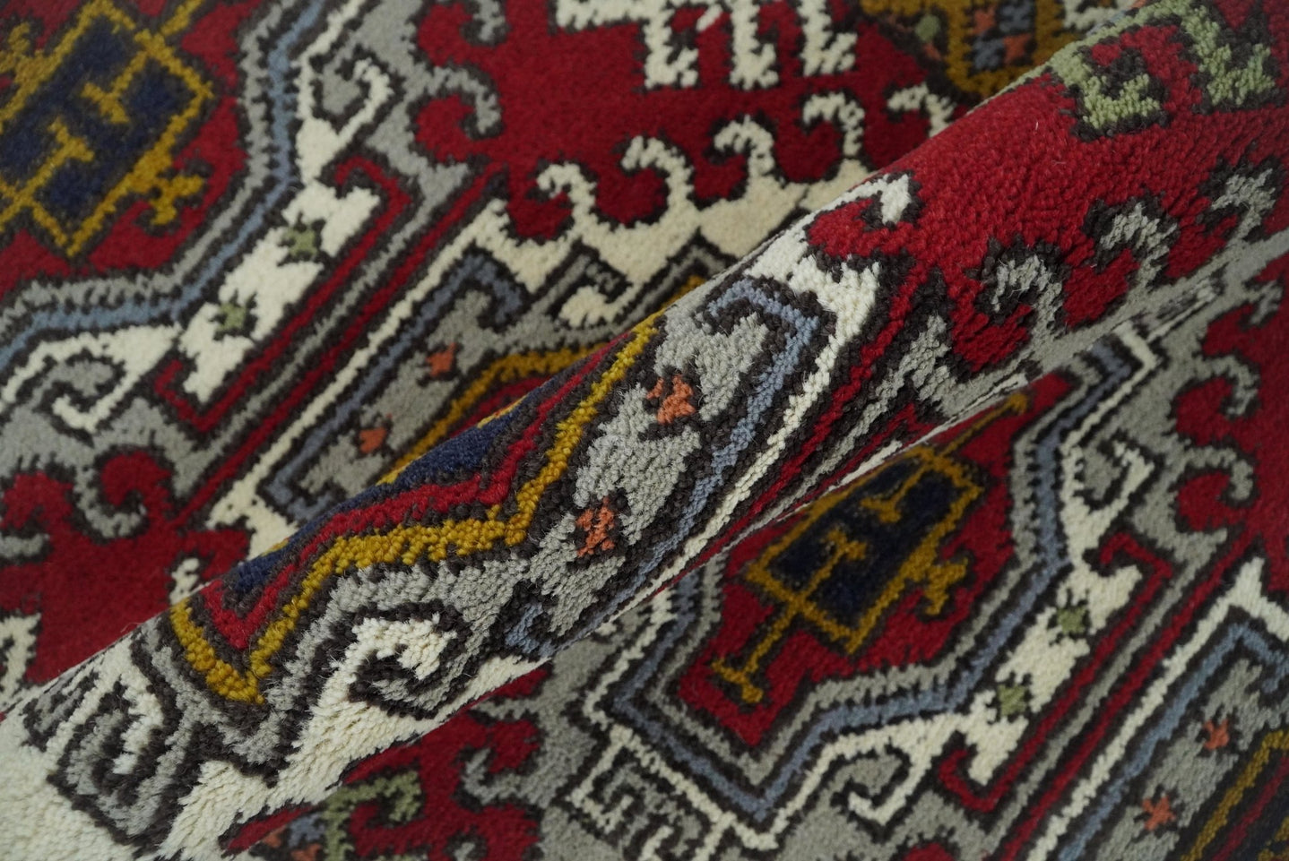 Hand Knotted Antique Kazak Runner Ivory and Red Traditional Tribal Armenian Rug | KZA4 - The Rug Decor