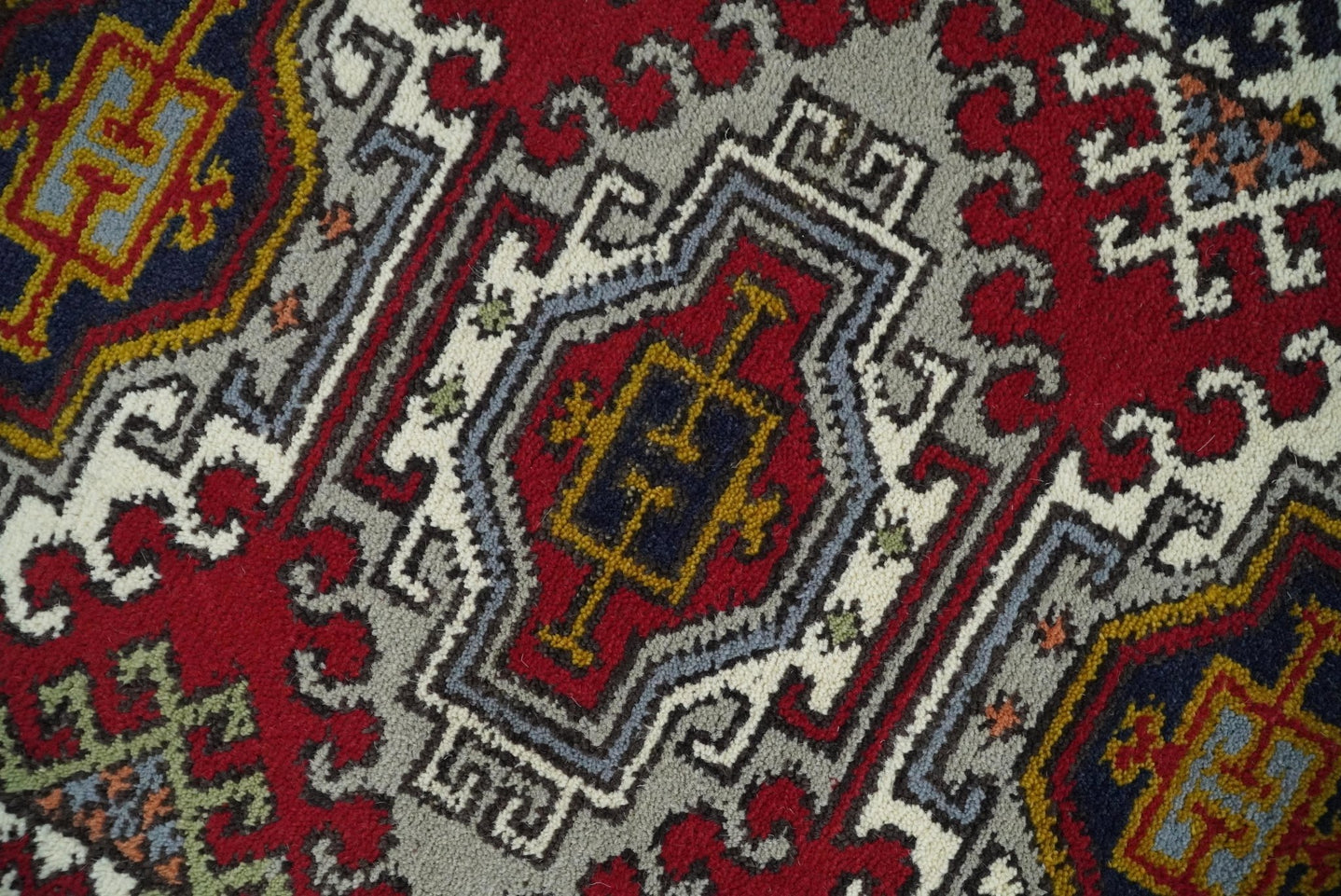Hand Knotted Antique Kazak Runner Ivory and Red Traditional Tribal Armenian Rug | KZA4 - The Rug Decor