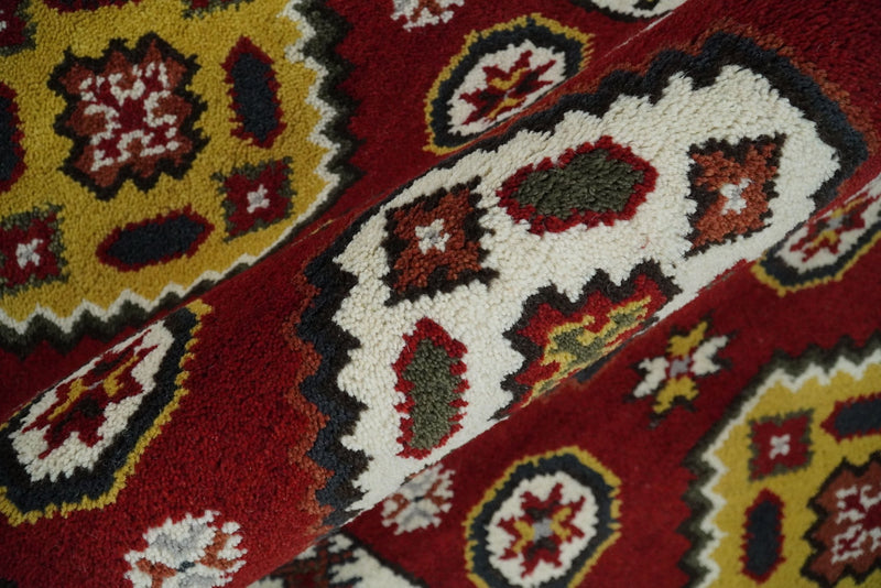 Hand Knotted Antique Kazak Runner Red and Ivory Traditional Tribal Armenian Rug | KZA5 - The Rug Decor