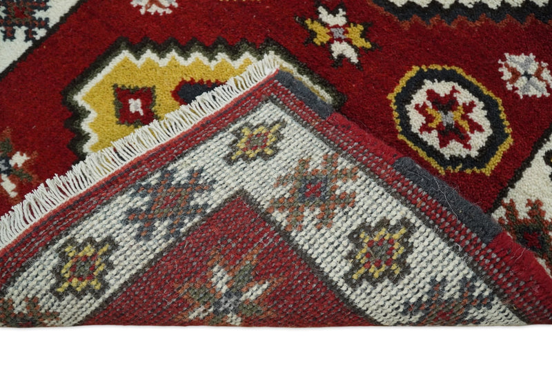 Hand Knotted Antique Kazak Runner Red and Ivory Traditional Tribal Armenian Rug | KZA5 - The Rug Decor