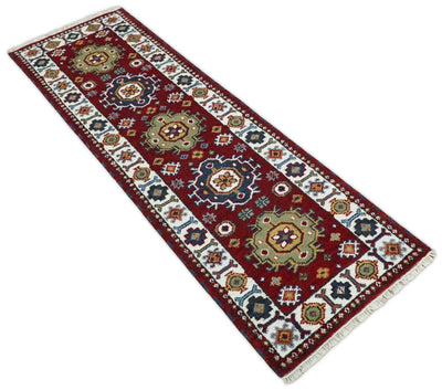 Hand Knotted Antique Kazak Runner Rust and Ivory Traditional Tribal Armenian Rug | KZA7 - The Rug Decor