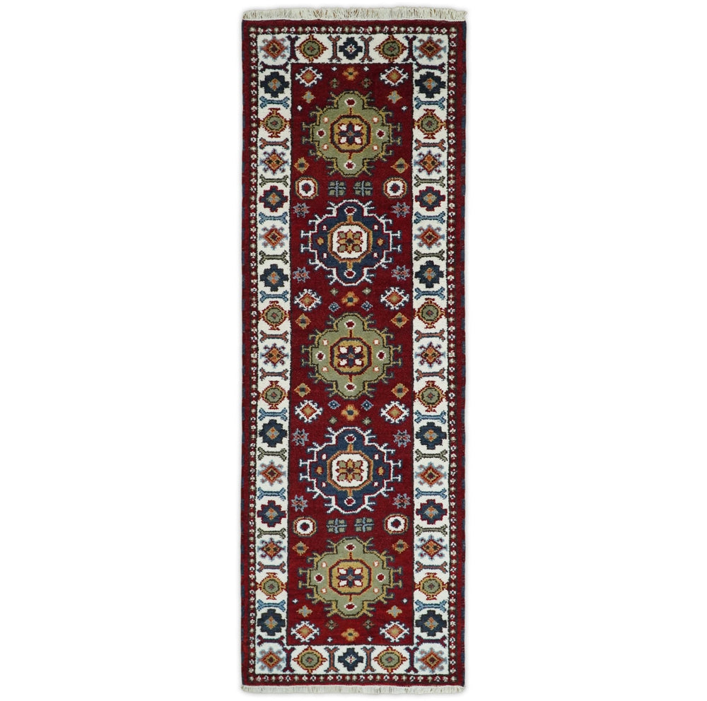 Hand Knotted Antique Kazak Runner Rust and Ivory Traditional Tribal Armenian Rug | KZA7 - The Rug Decor