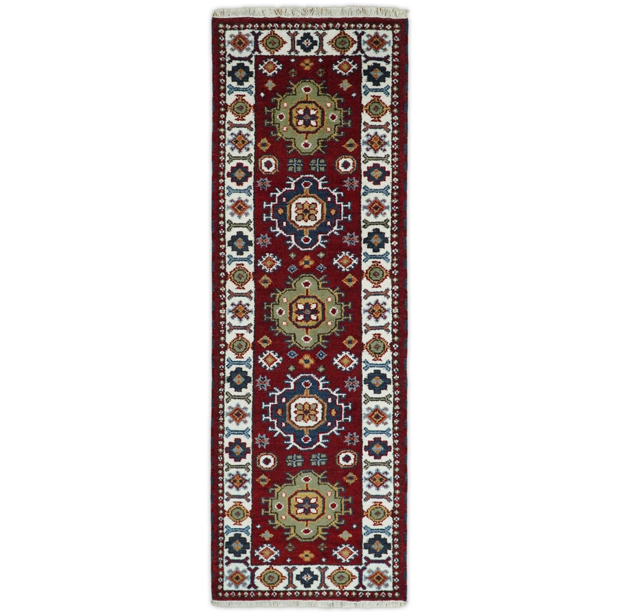 Hand Knotted Antique Kazak Runner Rust and Ivory Traditional Tribal Armenian Rug | KZA7 - The Rug Decor