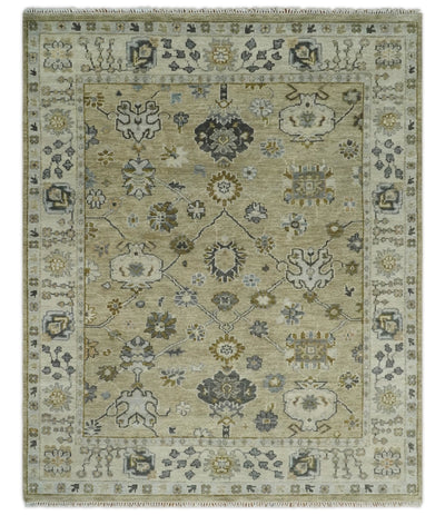 Hand Knotted Antique Oushak 5x8, 6x9, 8x10, 9x12, 10x14 and 12x15 Camel, Beige and Gray Traditional Persian Oushak Wool Rug | TRDCP920912 - The Rug Decor