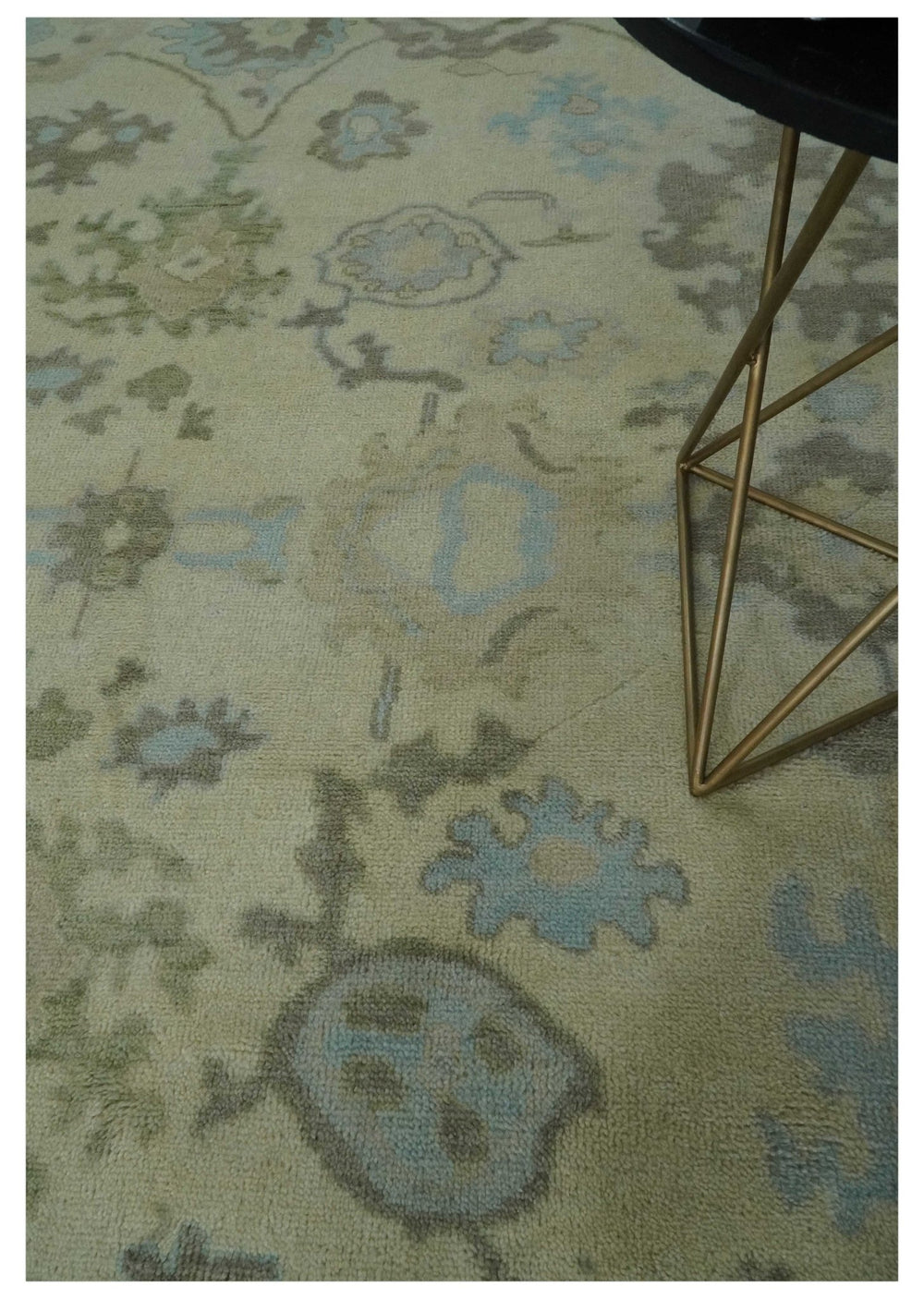 Hand Knotted Antique Style Beige and Silver Traditional Multi Size Oushak Wool Rug - The Rug Decor
